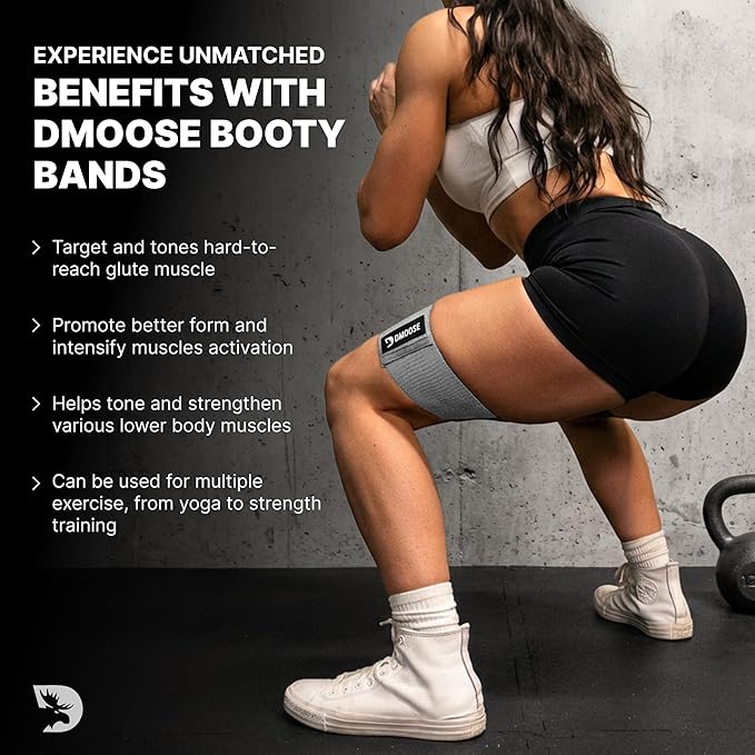 DMoose Fitness Fabric Resistance Bands for Full Body Exercises - Non-Slip Thick Cloth Stretch Band for Squats, Lunges & Bicep Curls - Long Resistance Bands for Working Out - Booty Band for Men & Women