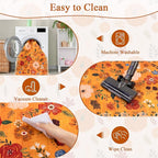 U'Artlines 2'x6' Fall Boho Runner Rug for Hallways Kitchen Colorful Floral Soft Non Slip Washable Floor Carpet Runners for Entryway Laundry Room Bathroom Orange