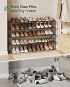 SONGMICS Shoe Rack, 4-Tier Shoe Organizer, Metal Storage Shelf, Upright or Upside Down, for 25-30 Pairs, Stackable, for Entryway, 11.8 x 46.1 x 28.4 Inches, Black ULSA034B01