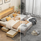 Bamboo Under Bed Storage Containers with Wheels, 2 Pack Large Under the Bed Shoe Storage Bins, Wood Rolling Underbed Drawers Organizer for Bedroom Closet Clothes Blanket Under Crib Toy Nature