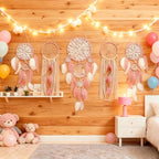 Dream Catcher Wall Decor,Large Boho Dream Catcher with Luxurious Feathers & Beads, Handmade Wall Hanging for Bedroom,Living Room, Gift Ready for Girls & Adults (Pink)