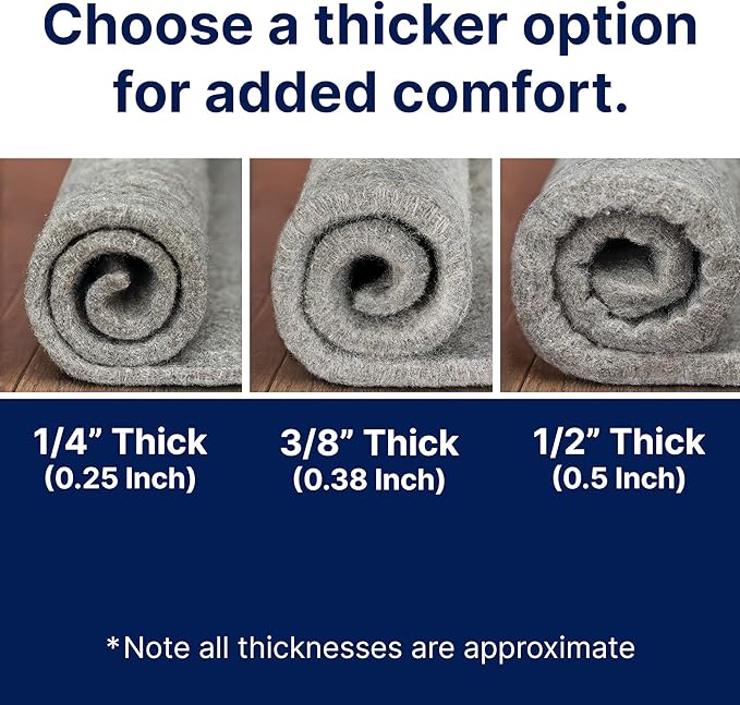 RUGPADUSA - Eco Plush - 12'x15' - 1/4" Thick - 100% Felt - Premium Cushioned Rug Pad - Available in 3 Thicknesses, Many Custom Sizes