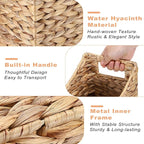 BTSKY Woven Magazine Holder, Water Hyacinth Magazine Basket, Natural Storage Basket Bin for Books & Files, Bathroom Magazine Rack with Built-in-Handle for Home, Office & Desk - 17x6.5x9.8 Inch