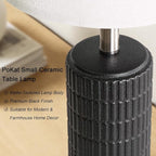 PoKat Small Table Lamps Set of 2 for Bedroom, 20.75'' Matte-Textured Farmhouse Ceramic Bedside Lamps for Night Stands, Stone-Like Modern Lamps for Living Room End Table Hallway Entryway Decor Black