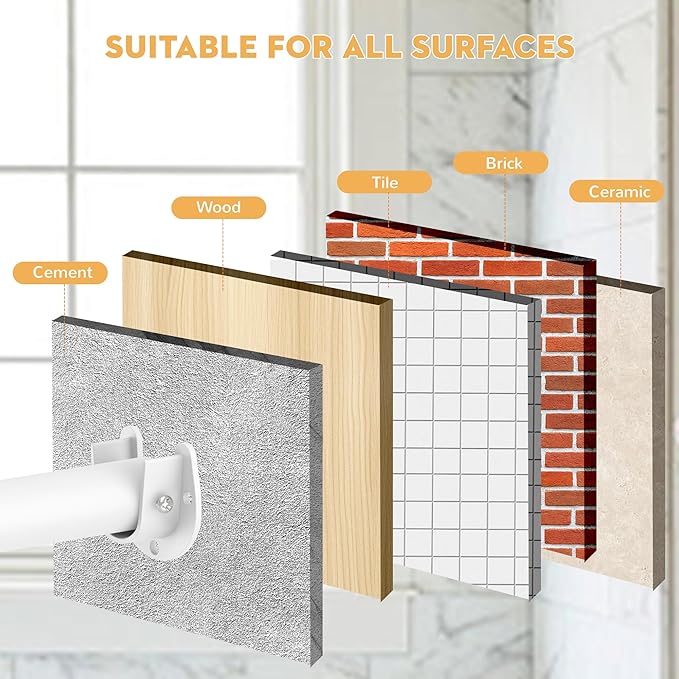 1.3 Inch Diameter Closet Rods for Hanging Clothes, Metal Heavy Duty Closet Rod 17-28 Inch Adjustable, White Closet Bar for Hanging Clothes, Suitable for Closet, Wardrobes, Bathroom, Windows