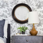 Howard Elliot Rex Convex Wall Mirror, Round Hanging Accent Wall Mirror with Mottled Gold Leaf, Brown Circle Mirror Wooden Frame, Rustic Decorative Mirror for Bedroom, Entryway, Farmhouse - 25 Inch