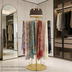 360° Rotating Gold Scarf Display Tie Rack Belt Hanger Holder Shawl Shelf, Adjustable Height Boutique Retail Display Stand Home Organizer for Commercial Clothing Store, Bedroom