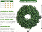24 Inch Artificial Boxwood Wreath for Front Door – Lush Green Leaf Wreath for All Seasons, Faux Boxwood Door Decor for Farmhouse, Porch, Wall, and Indoor Outdoor Home Decoration (1, 24 Inch)