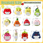 HunnmingRe 12 Pcs Cute Crochet Doll with Positive Card Soft Wool Animals Creative Knitting Dolls for Positive Support Inspirational Birthday Encouragement Gift(Fruit Style)