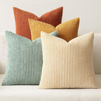 MIULEE Boho Farmhouse Throw Pillow Covers 16x16 Inch Set of 4 Modern Natural Decorative Cushion Covers Soft Corduroy Home Decor for Spring Couch Bed Sofa Living Room Teal-Rust Gradient Series