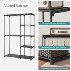 SONGMICS Portable Closet, Freestanding Closet Organizer, Clothes Rack with Shelves, Hanging Rods, Storage Organizer, for Cloakroom, Bedroom, 44.1 x 16.9 x 65 Inches, Black URYG24BK