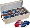 Belt Organizer for Closet, Tie Storage Organizer Bins with 15 Compartments Drawer Organizer, Linen Closet Organizers Storage Box for Socks, Bras, Briefs, Ties, Belts