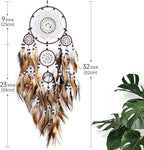 Dream Catchers for Adults,Large Dream Catchers for Bedroom,Brown Boho Dream Catcher Wall Decor Tree of Life Suncatcher Hanging Decoration Festival