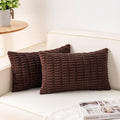 Aegero Pack of 2 Corduroy Decorative Throw Pillow Covers 12x20 InchSoft Boho Striped Pillow Covers Modern Farmhouse Home Decor for Sofa Living Room Couch Bed（Dark Brown）