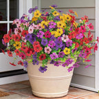 Artificial Flowers for Outdoors Spring Decoration, 12 Bundles Fake Flower Daisy with Realistic Eucalyptus Leaves, Faux Plants for Greenery Boxwood Porch Patio Garden Pot Lawn