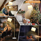 Ambimall 60" Floor Lamp for Living Room with 3 Color Temperatures, Gold Standing Lamp with White Marble Base, Modern Tall Lamp for Bedroom Office, 9W LED Bulb Included