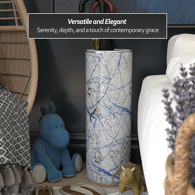 Red Lantern 24" Abstract Blue & Silver Umbrella Stand