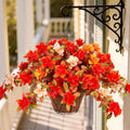 Fall Flowers with Hanging Basket Artificial for Decoration, Fake Silk Rhododendron Flowers for Outdoors, UV Resistant No Fade Floral for Home Garden Balcony Porch Patio Wedding Party Decor