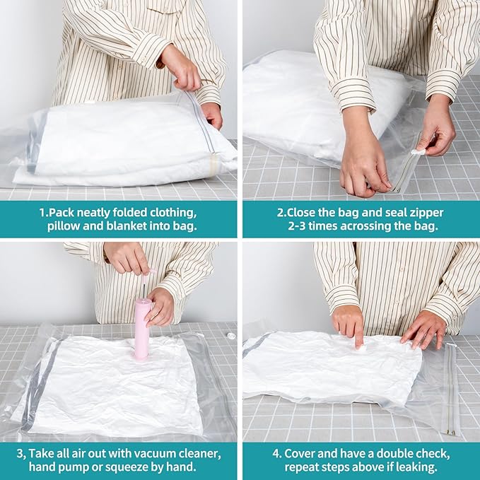 Vacuum Storage Bags for moving, Vacuum Seal Bags for Memory Foam, Latex, Clothing & Bedding, Space Saver Bags (10 Small)