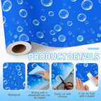 Hahafelt 1.3x39 ft Fabric Bulletin Board Roll Ocean Bubbles Bulletin Board Blue Non-Woven Reusable Waterproof Erasable Wrinkle Resistant Fabric Roll for Background Decor DIY Craft