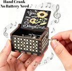 Dream Loom Wooden Music Box, You are My Sunshine Hand Crank Engraved Wooden Musical Boxes Sunflower Gift for Mother/Grandma/Wife/Girlfriend/Women