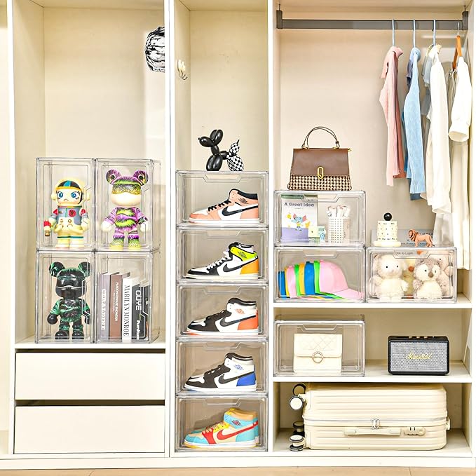 Magnetic Acrylic Clear Shoe Boxes – 360° Transparent Stackable Sneaker Storage & Organizer Box, Professional Shoe Display Case & Multipurpose Storage Bin for Closet (5pcs)
