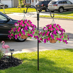 3 Bundles Artificial Fake Flowers for Outdoors with Hanging Baskets Faux Hanging Flowers Plants for Outdoor Planters UV Resistant Silk Flowers for Outside Spring Home Front Porch Garden Décor