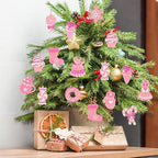Pink Candy Ornaments for Christmas Tree Decorations, 12 PCS Soft PVC Candy Sweet Christmas Ornaments for Xmas Tree Party, Home, Office Decor