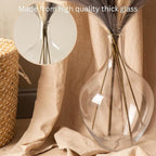 Large Glass Vase for Floor, 15" Tall Clear Glass Floor Vase for Pampas Grass and Long Stem Flowers, Big Glass Vase Decor for Living Room Bedroom, Clear Vase