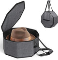 SLEEPING LAMB Hat Box for Travel and Storage, Collapsible Cap Case for Mens Fedora Organizer, Hat Storage Box for Men and Women for Closet, Cap Carrier with Handles, Grey
