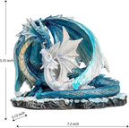 Fantasy Dragon Fairy Figurine Set, Mystic White Dragon Twins Resin Sculpture - Guardian Spirit Home Decor, Fantasy Figurine with Legend Story, Collectible Gift for Myth Lovers