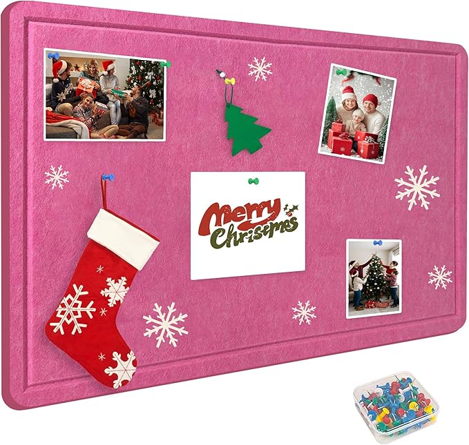 Large Bulletin Board - Foldable 24x18 Inches Cork Board Alternative with 20 Push Pins, Self-Adhesive Felt Bulletin Board for Wall, Home Office Classroom Decor