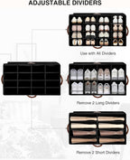 STO STO Shoe Organizer for Closet, Fits Up to 16 Pairs, XL Shoe Box Containers with Adjustable Dividers, Clear Cover Shoe Storage Bins, Stackable Space Saving Shoes Holder for Shoes and Boots, Black