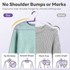 HOUSE DAY Plastic Clothes Hangers 24 Pack, Sweater Hangers No Shoulder Bump, Thick Heavy Duty Coat Hanger for Closet, Purple Wide Hanger with Non-Slip Hook for Sweaters, Suits, Dresses, Jackets, Pants