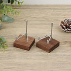 Hipiwe 2 Pack Crystal Display Stand with Wood Base, Adjustable Metal Arms Display Stand Easel for Displaying Geodes Rock Mineral Agate Coral Seashell,Small,2 x 2 x 2.9 Inches