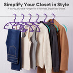 HOUSE DAY Plastic Clothes Hangers 36 Pack, Sweater Hangers No Shoulder Bump, Thick Heavy Duty Coat Hanger for Closet, Purple Wide Hanger with Non-Slip Hook for Sweaters, Suits, Dresses, Jackets, Pants