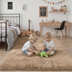 Fluffy 4x6 Area Rugs for Living Room Bedroom: Ultra Soft Shag Rug Non-Slip Non-Shedding Small Plush Bedside Rug Indoor Floor Carpets for Kids Room Playroom Entryway Nursery Dorms Home Decor Beige