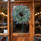 26'' Large Lavender & Eucalyptus Wreath for Front Door - Artificial Eucalyptus Leaves Greenery Outdoor Wreath for Wedding Farmhouse Porch Wall Room Home Decor (Blue)