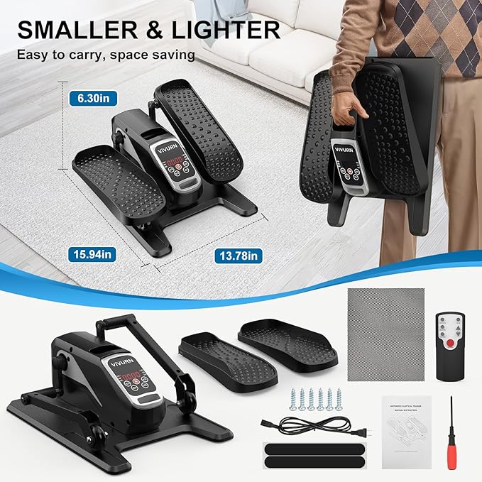 VIVURN-018 Under Desk Elliptical 12 Speed 5 Modes Mini Motorized Leg Exerciser While Sitting for Seniors As Seen on TV with Non-Slip Mat Quiet & Portable Electric Pedal Exerciser for Home and Office