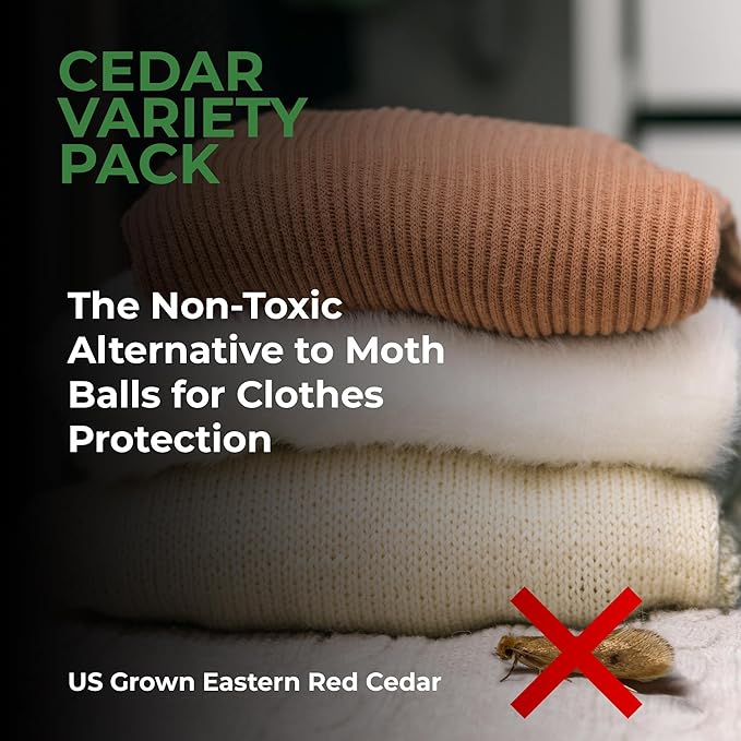 61 Pack Cedar Blocks, Sachets, Rings, Balls - Stop Clothes Damage - The Ultimate Cedar Collection to Protect Your Clothes