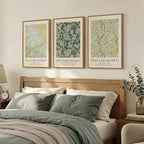 Framed William Morris Sage Green Wall Art Set of 3, Vintage Nature Green Floral Artwork Prints, Retro Botanical Wall Decor for Living Room, Bedroom, Hallway and Office, Total Size 30x60