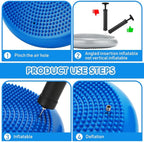 Jerify 4 Pcs Wiggle Seat Flexible Inflated Wobble Cushion Stability Balance Pad Balance Disc Sensory Seat for Men Women Fitness Physical Exercise Improving Posture Home Office