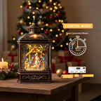 Christmas Snow Globe Swirling Glittering Nativity Scene with Music, USB Lined/Battery Operated Lighted Water Lantern for Christmas Festival Decoration Gifts