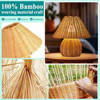 WERFOP Bamboo Table Lamp Handmade Boho Rattan Bedside Lamp,3 Colors Adjustable Vintage Wicker Wooden Nightstand Lamp with E26 Bulb for Bedroom Living Room Desk Entrance