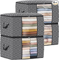 Direct 100L, 4 Pack, Storage Containers, Large Clothes Storage Bins Foldable Organization and Storage Bags with Reinforced Handle, Clear Window for Bedding, Blankets, Clothing, Black
