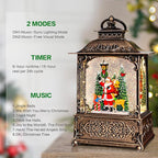 Christmas Snow Globes Lantern with Music, Santa Claus Scene Snow Globes with Water Swirling Glitter Effects, USB/Battery Powered with 6-Hour Timer, Christmas Decorations Gift