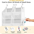 Over The Door Organizer 6 Tiers, Extra Large Behind Door Storage of 12 Compartments, 80 lbs Weight Capacity Hanging Storage Organizer with Clear Window Kids Toys, Shoes,Diapers, Room Storage, White