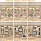 Closet System - 8FT Closet Organizer System with Wooden Drawers, 96" Closet Systems for Walk-In Closets with Cuttable Hanging Shelving, Green