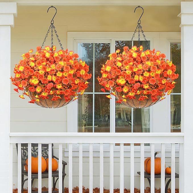 MARTINE MALL Artificial Fall Flowers for Outdoors, 24 Bundles Faux Fall Flower for Outdoor Planters UV Resistant Fall Flowers Artificial for Outdoors Fake Autumn Petunia for Front Porch(Mixed Color)