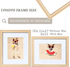 11x17 Picture Frame for Wall, Natural Wooden Frame 11 By 17 Poster Photo Frame with Real Glass,Display Pictures 9x15 with Mat or 11 x 17 Without,Art Frame,Perfect for Home Gifts